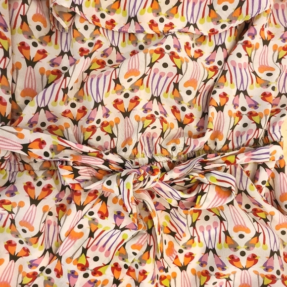 Charlie Jade floral strapless silk romper with ruff top lined bottom size M - Picture 2 of 9